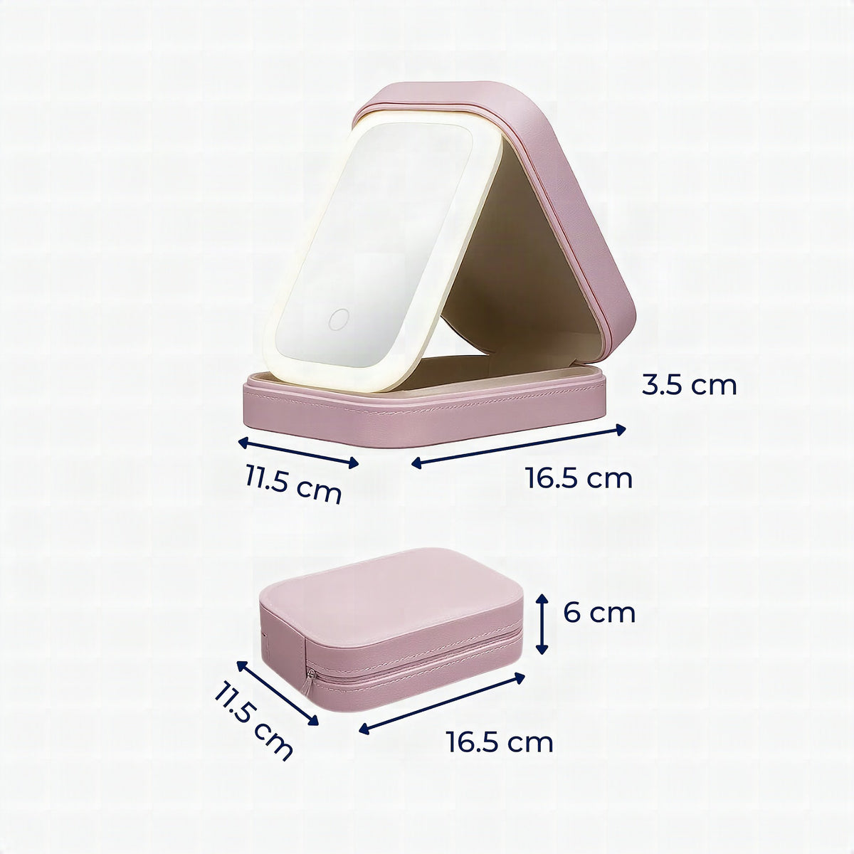 Espejo con luz LED y organizador de maquillaje GlowSpace con ángulo ajustable