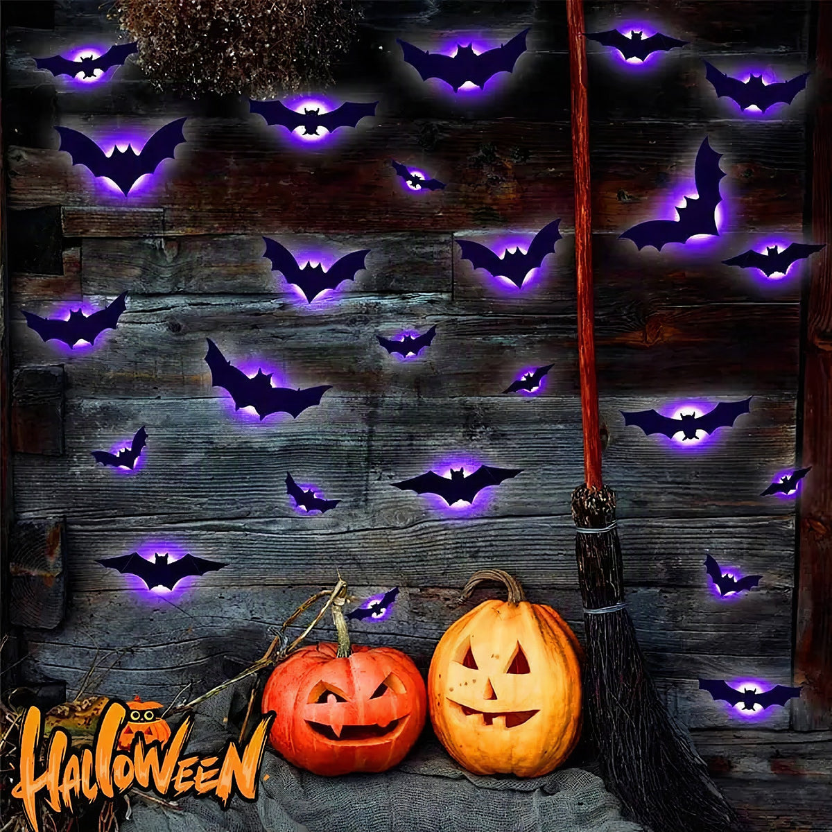 Murciélagos 3D voladores decoración pared Halloween