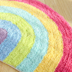 Alfombra semicircular de algodón con arcoíris para habitación infantil