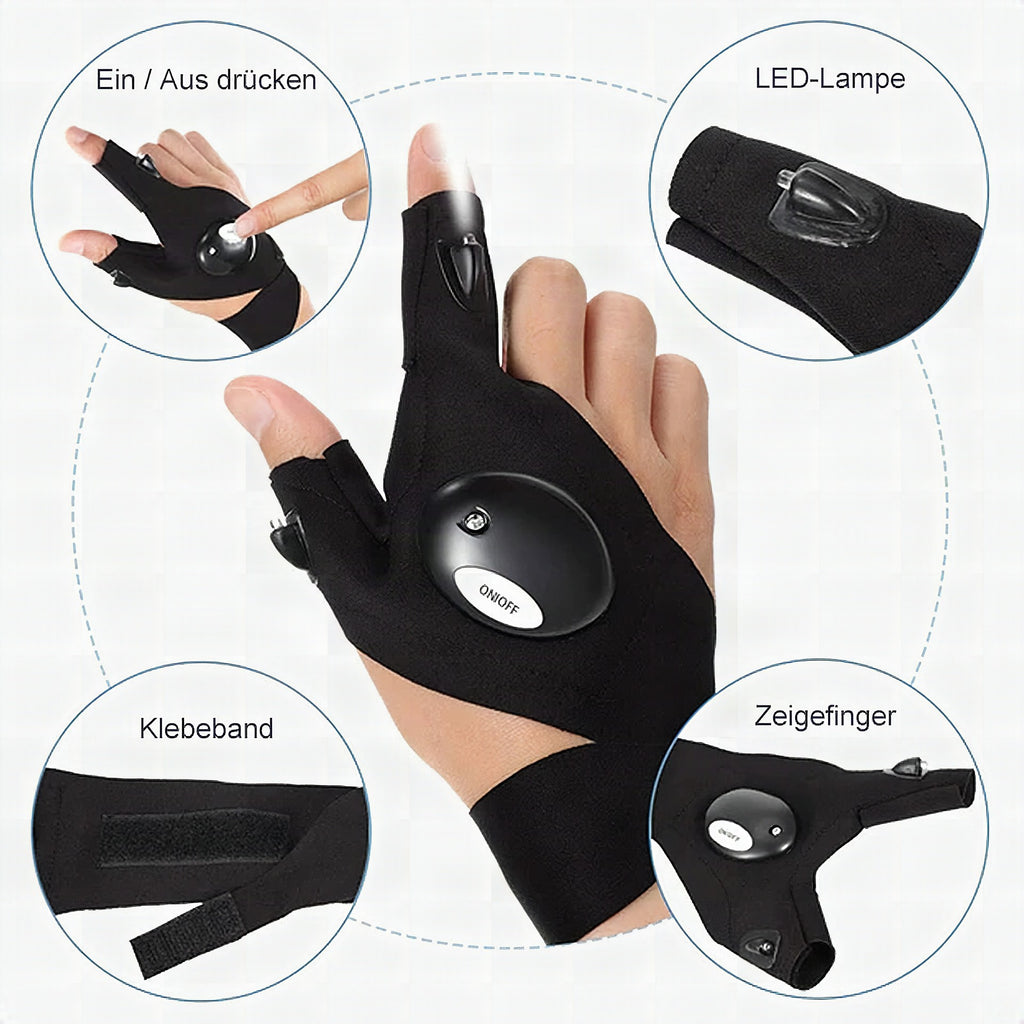Guantes LED con iluminación impermeable