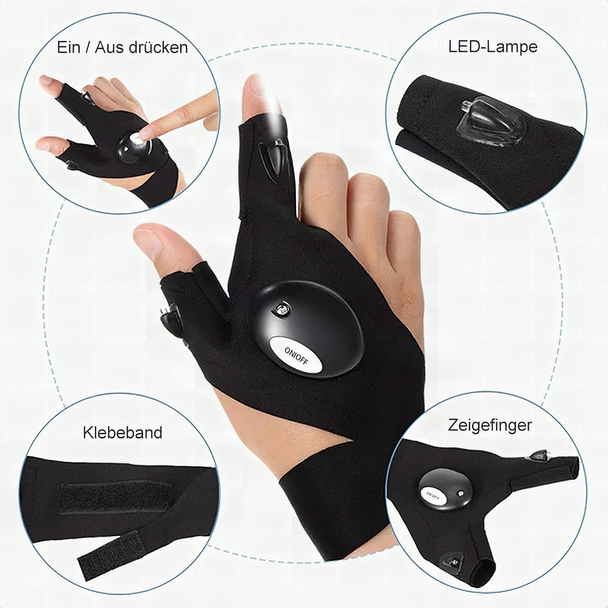 Guantes LED con iluminación impermeable
