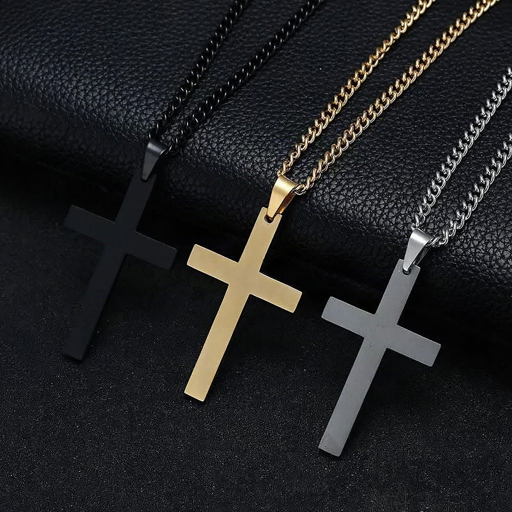 Collar de cruz de acero inoxidable para hombre – Diseño clásico y elegante
