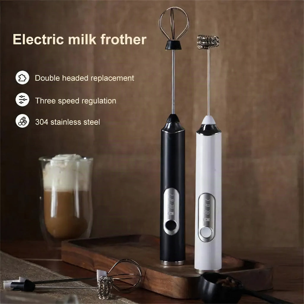 Espumador de leche eléctrico CREMIX con 3 velocidades y doble accesorio de acero inoxidable