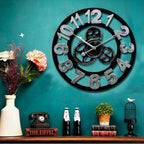 Reloj de pared decorativo 3D retro de gran tamaño hecho a mano