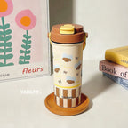 Vaso térmico con tapa abatible y diseño de perrito adorable