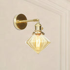 Aplique de pared geométrico con cristal ámbar estriado estilo retro