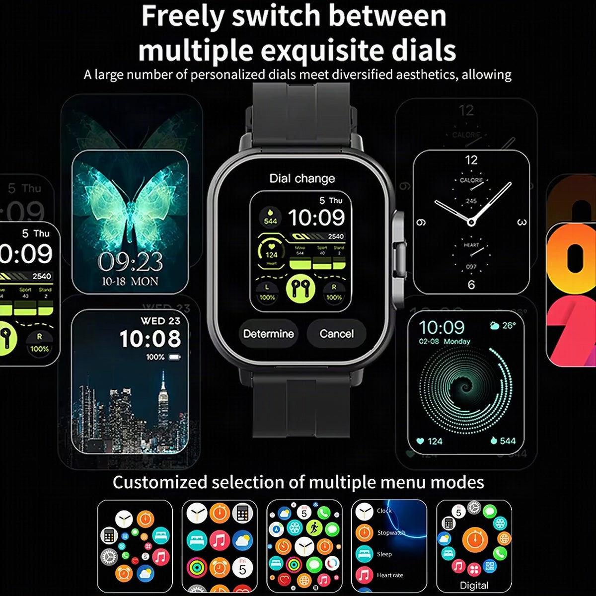 Smartwatch 2" con auriculares Bluetooth integrados y monitor de actividad