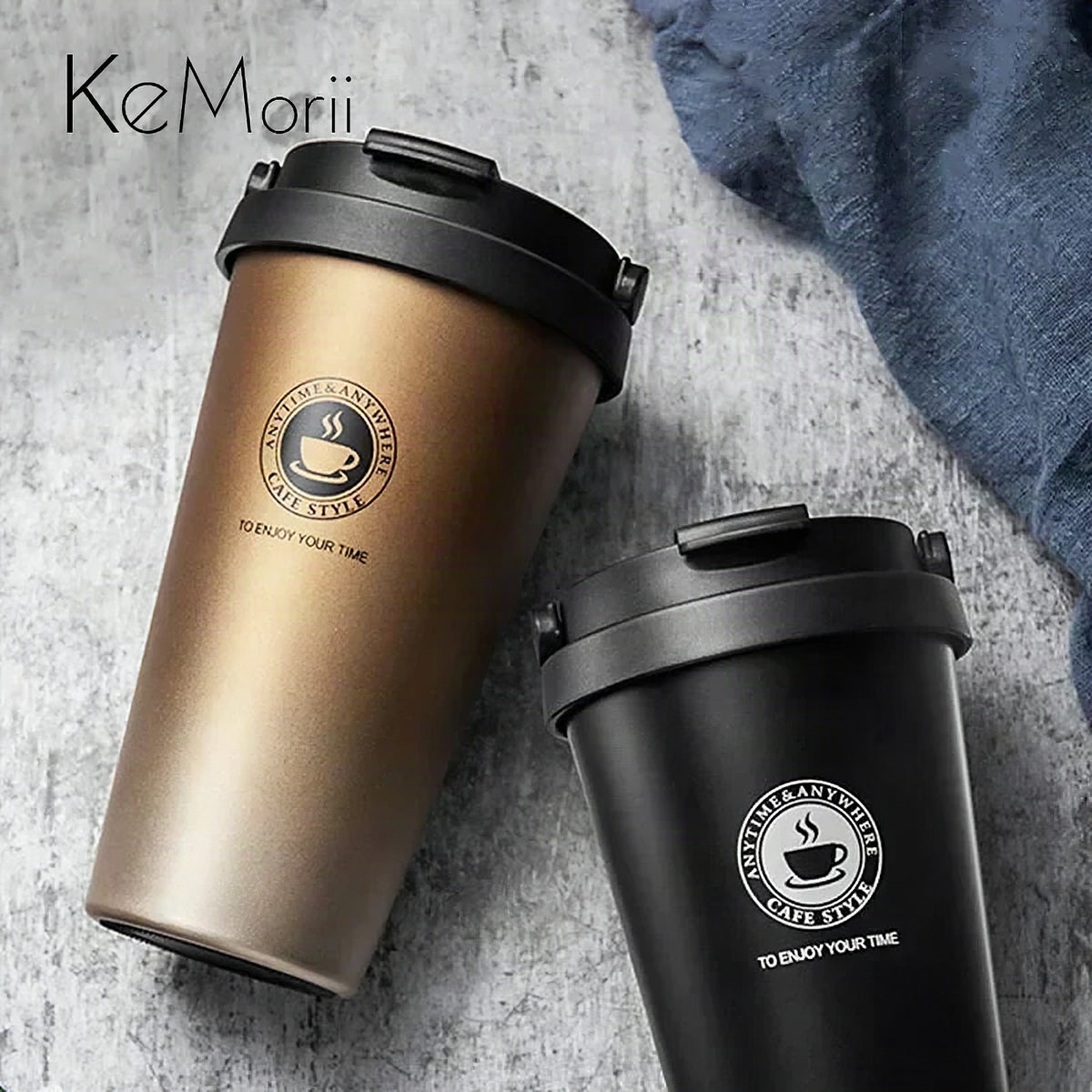 Taza térmica de acero inoxidable 500 ml con tapa deslizante