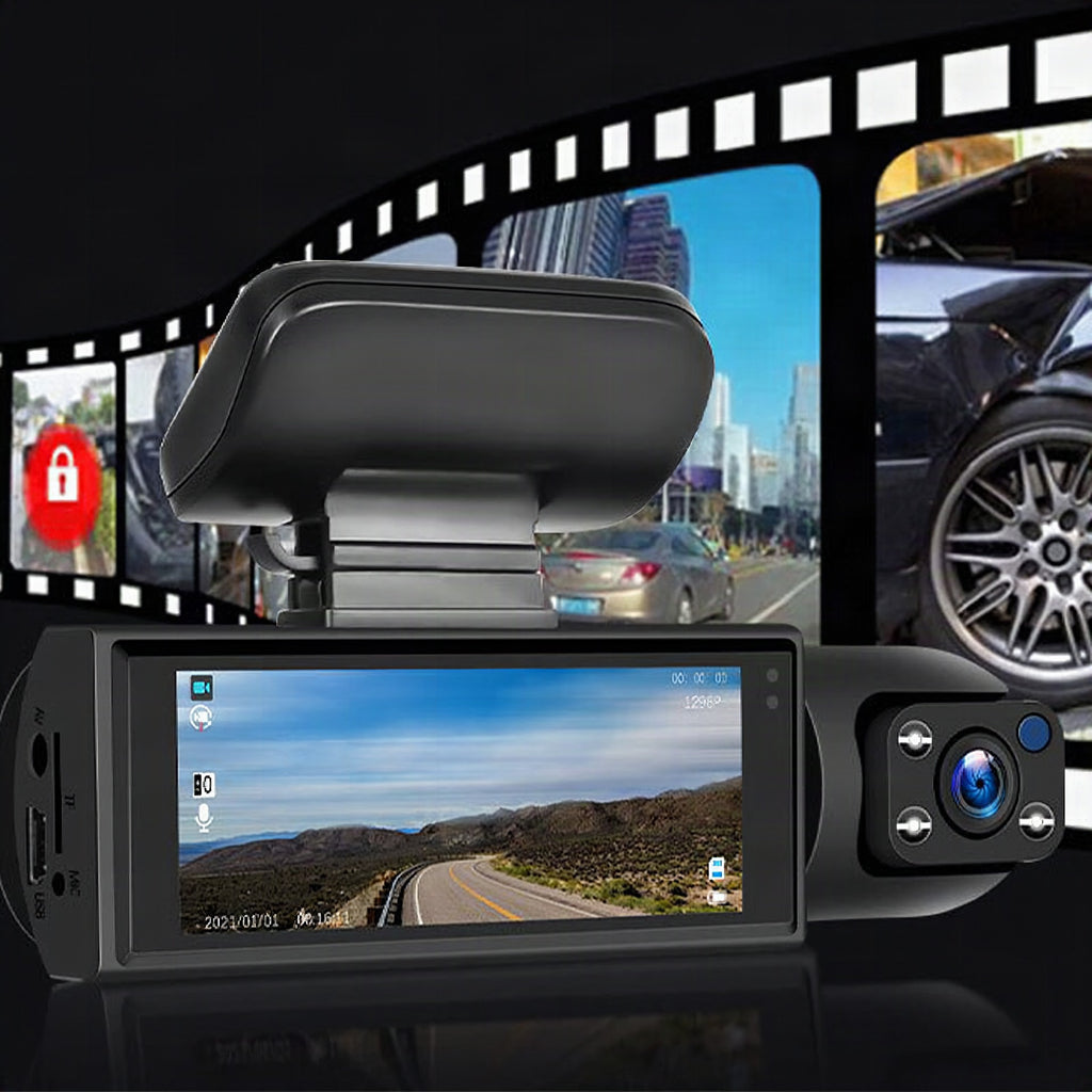 Cámara para coche con doble lente 1080p y gran angular de 170°