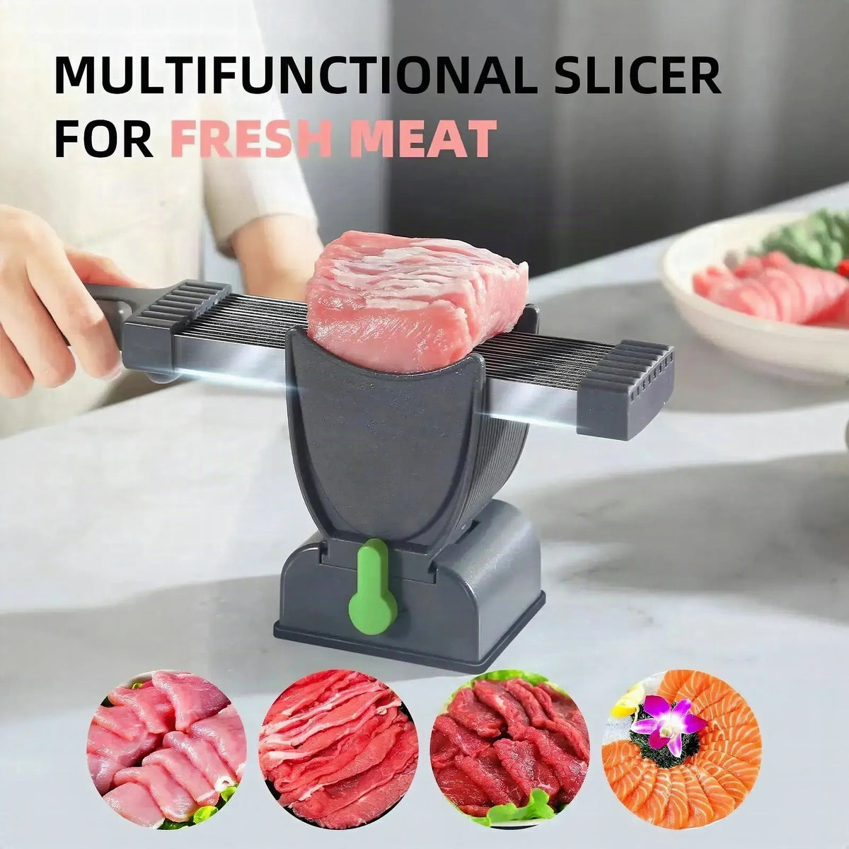 Cortador de carne fresca con 17 cuchillas ajustables