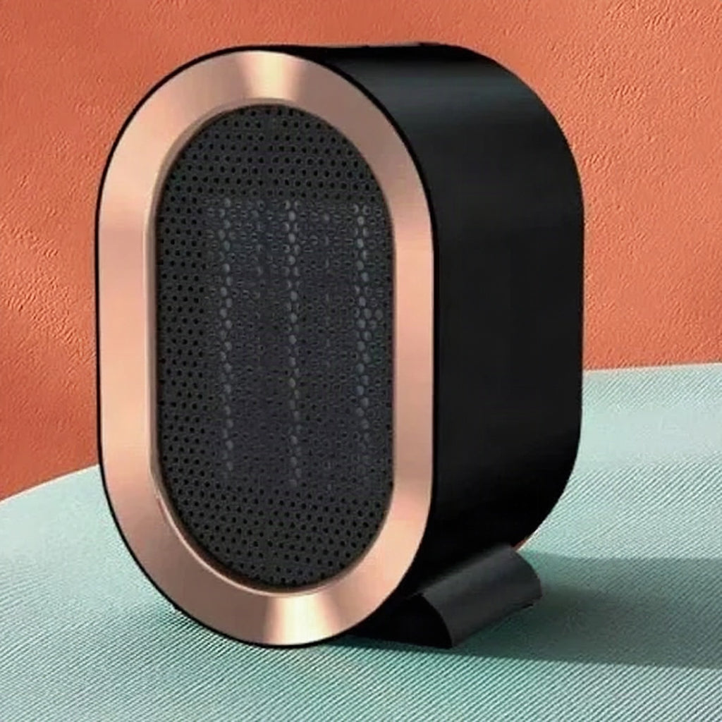 Radiador HeatFlow™ mostrando su tecnología cerámica PTC y sistema de seguridad antivuelco integrado.
