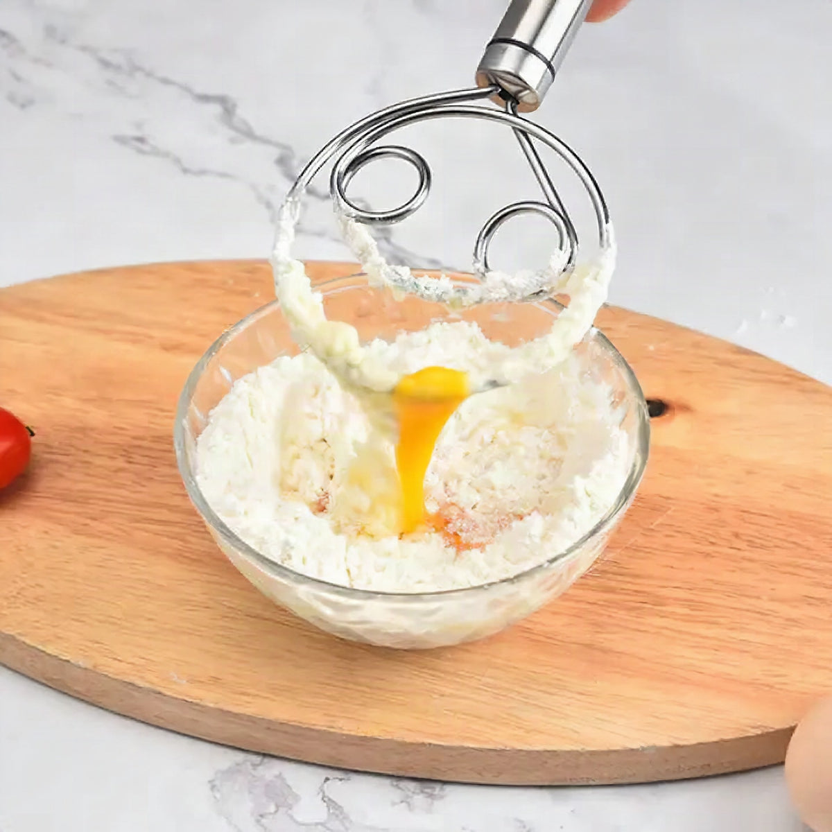 Batidor de masa en acero inoxidable para repostería fácil y limpia