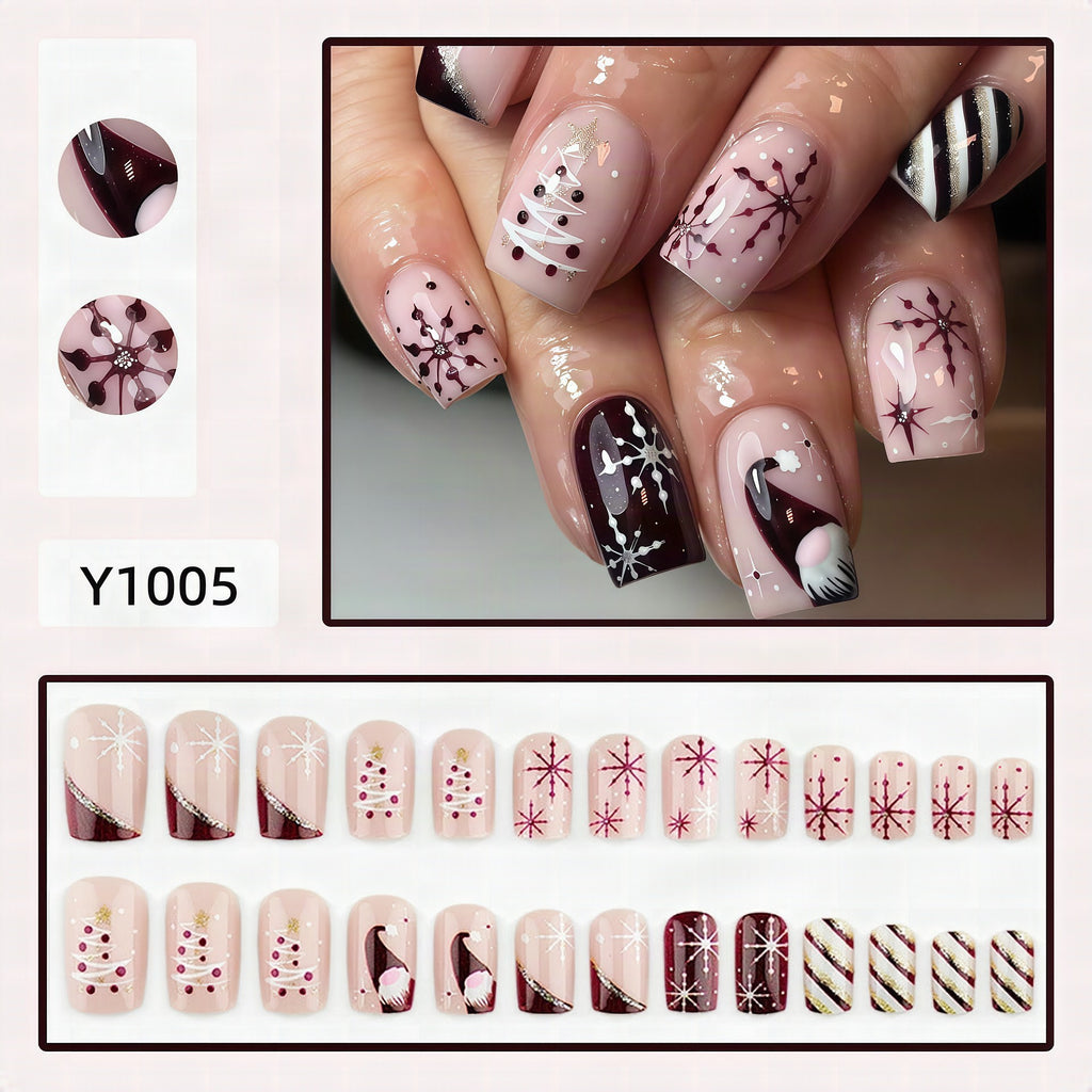 Set de uñas decoradas navideñas