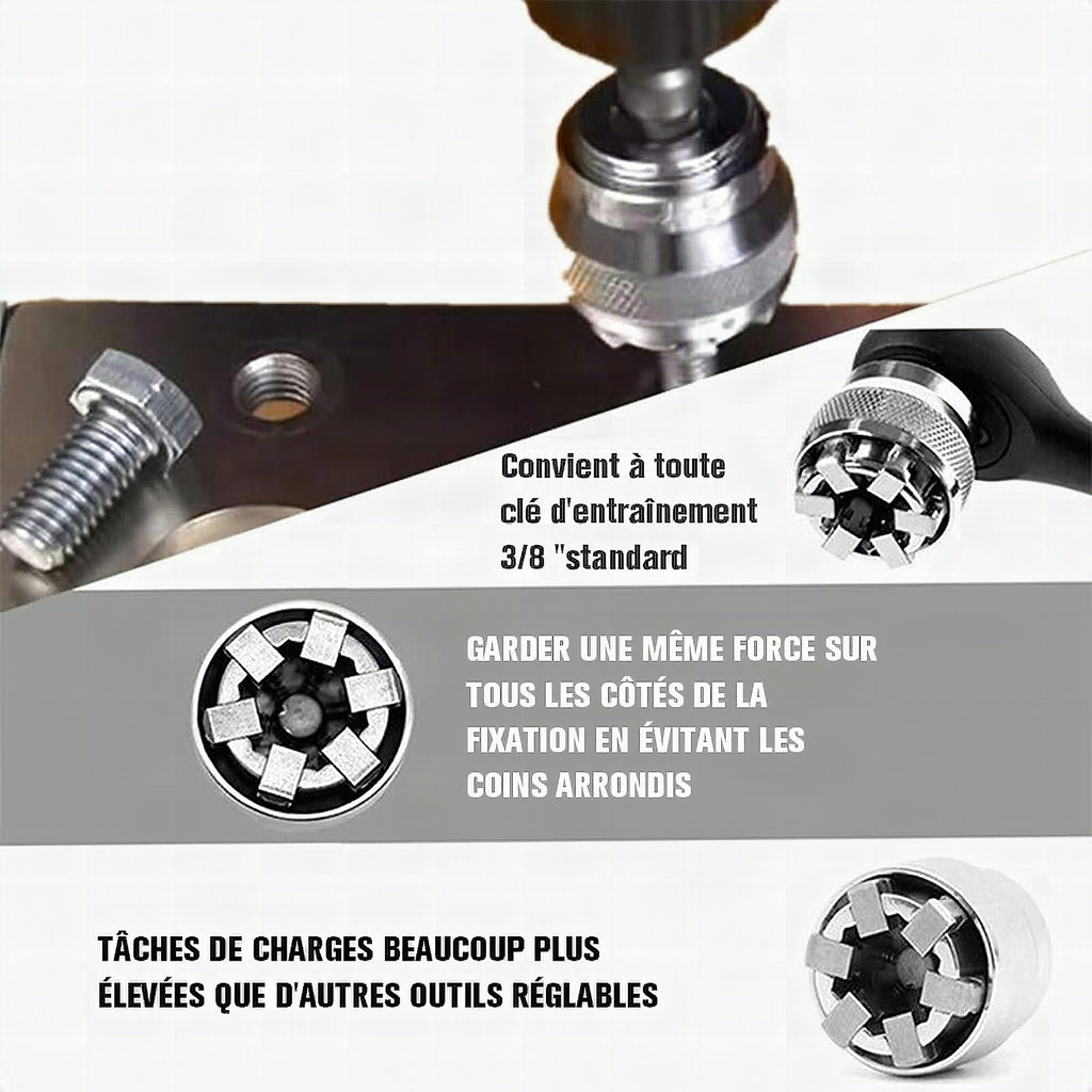 Llave de vaso universal ajustable con carraca