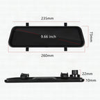 Espejo retrovisor con cámara dual HD, pantalla táctil de 9,66" y GPS integrado