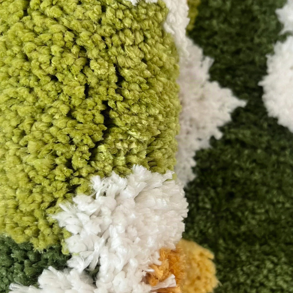 Alfombra de baño estilo margaritas y musgo