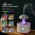 Humidificador de aire con forma de paraguas y gotas de agua