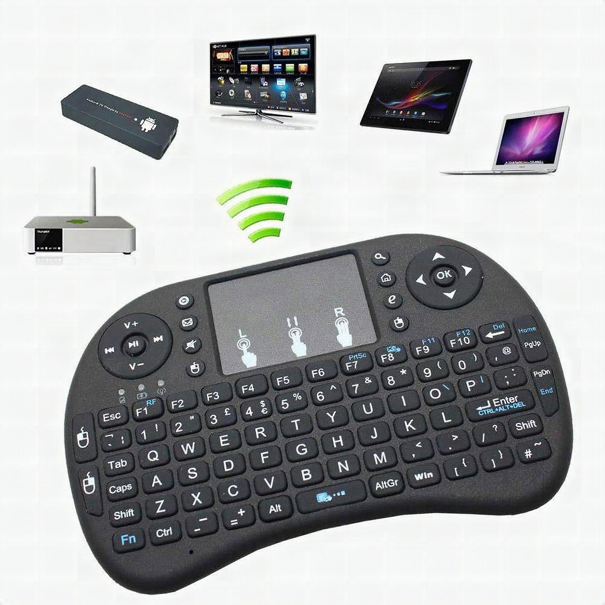 Mini teclado inalámbrico con touchpad y retroiluminación