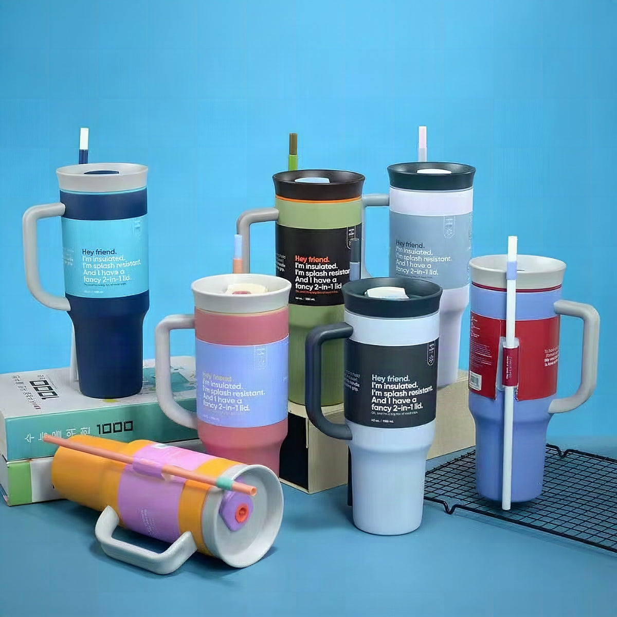 Vaso con pajita reutilizable