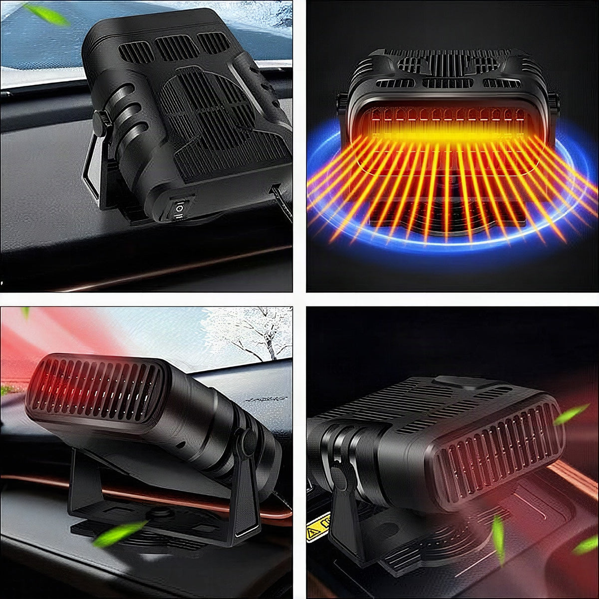 Calefactor de coche 12 V con función de calor y frío – desempañado rápido y purificación de aire