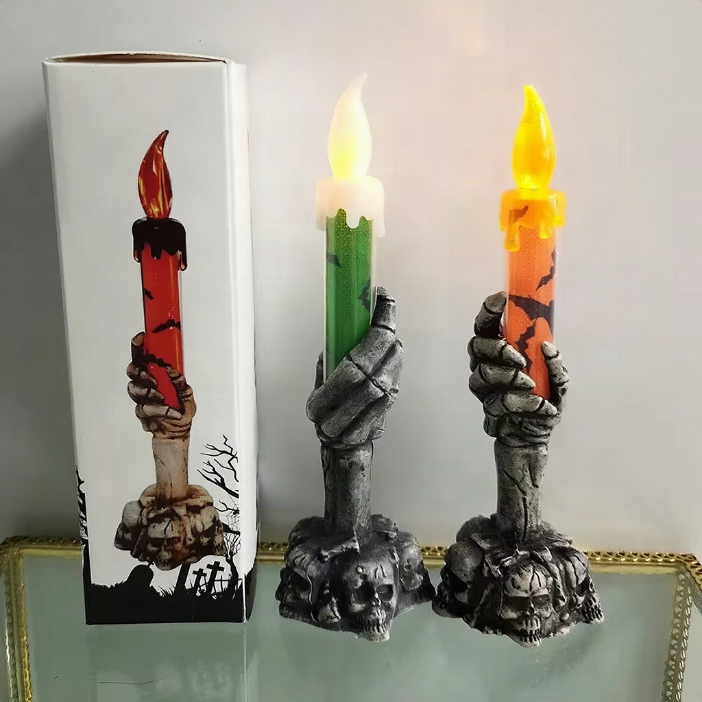 Vela LED mano de esqueleto SpookHand para decoración de Halloween