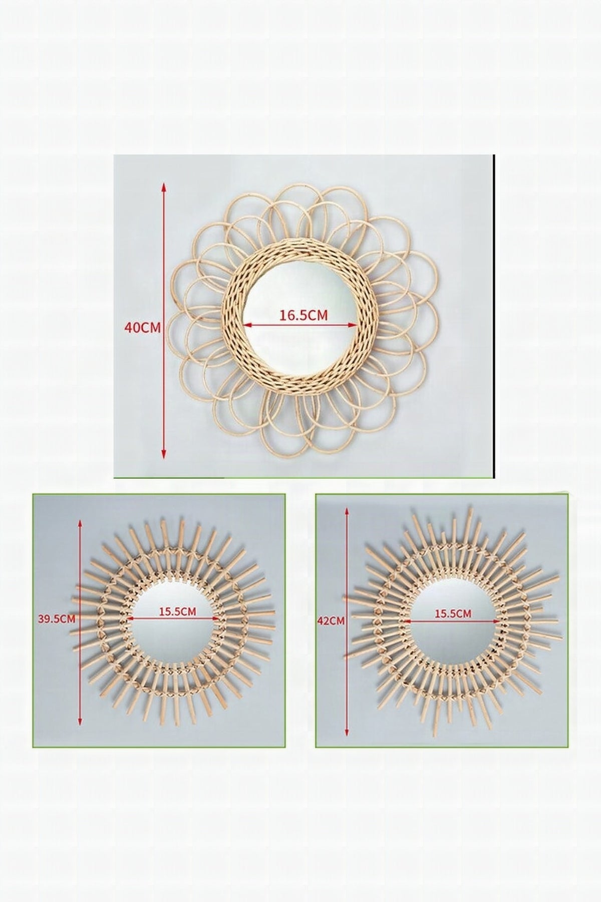 Espejo decorativo de ratán
