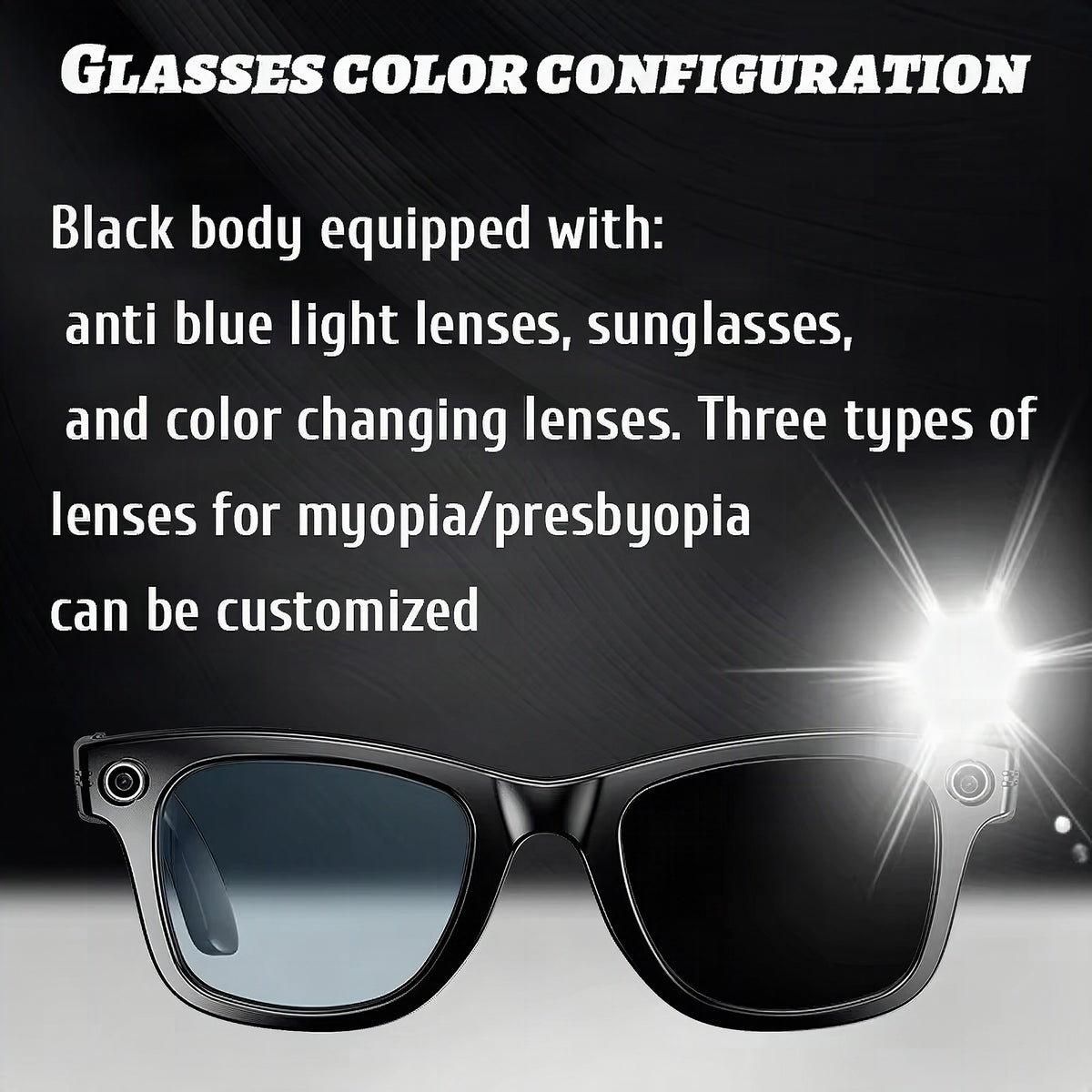 Gafas inteligentes con cámara, traducción, audio Bluetooth y grabación de vídeo