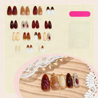 Set de uñas postizas con flores elegantes y brillos