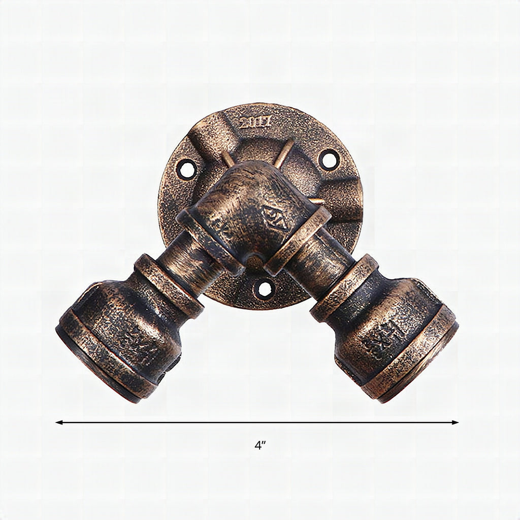 Aplique de pared doble con pantalla de hierro forjado estilo industrial rústico en bronce envejecido
