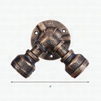Aplique de pared doble con pantalla de hierro forjado estilo industrial rústico en bronce envejecido