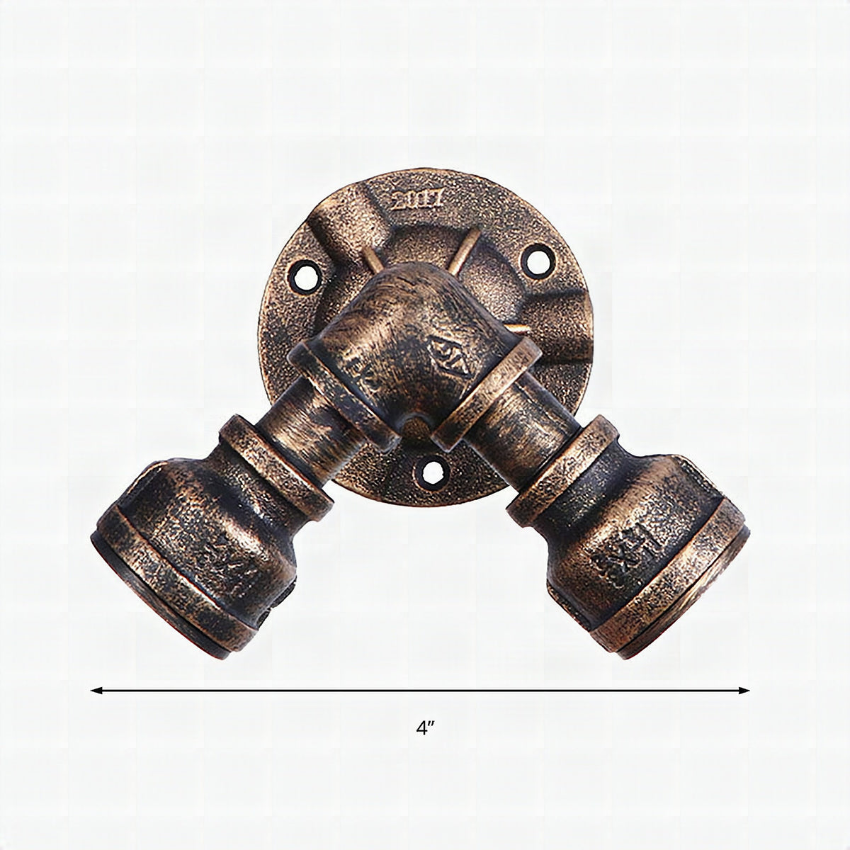 Aplique de pared doble con pantalla de hierro forjado estilo industrial rústico en bronce envejecido