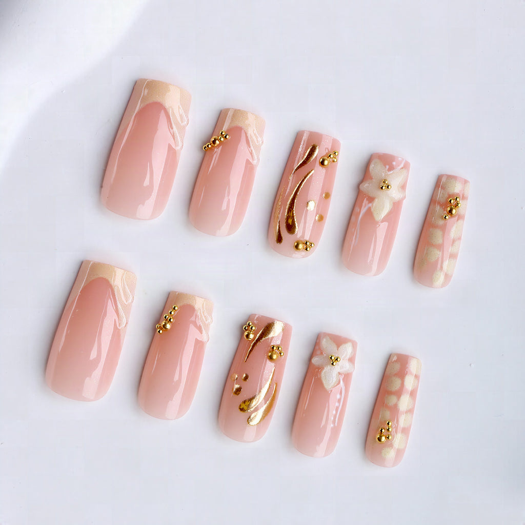 Set de uñas postizas de gel artísticas premium