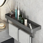 Estantería de baño gris moderna con barra para toallas opcional