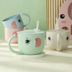Vaso infantil con pajita y diseño de elefante