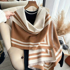 Pañuelo poncho reversible de rayas Savéra