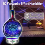 Difusor de aceites esenciales y humidificador con efecto 3D de fuegos artificiales