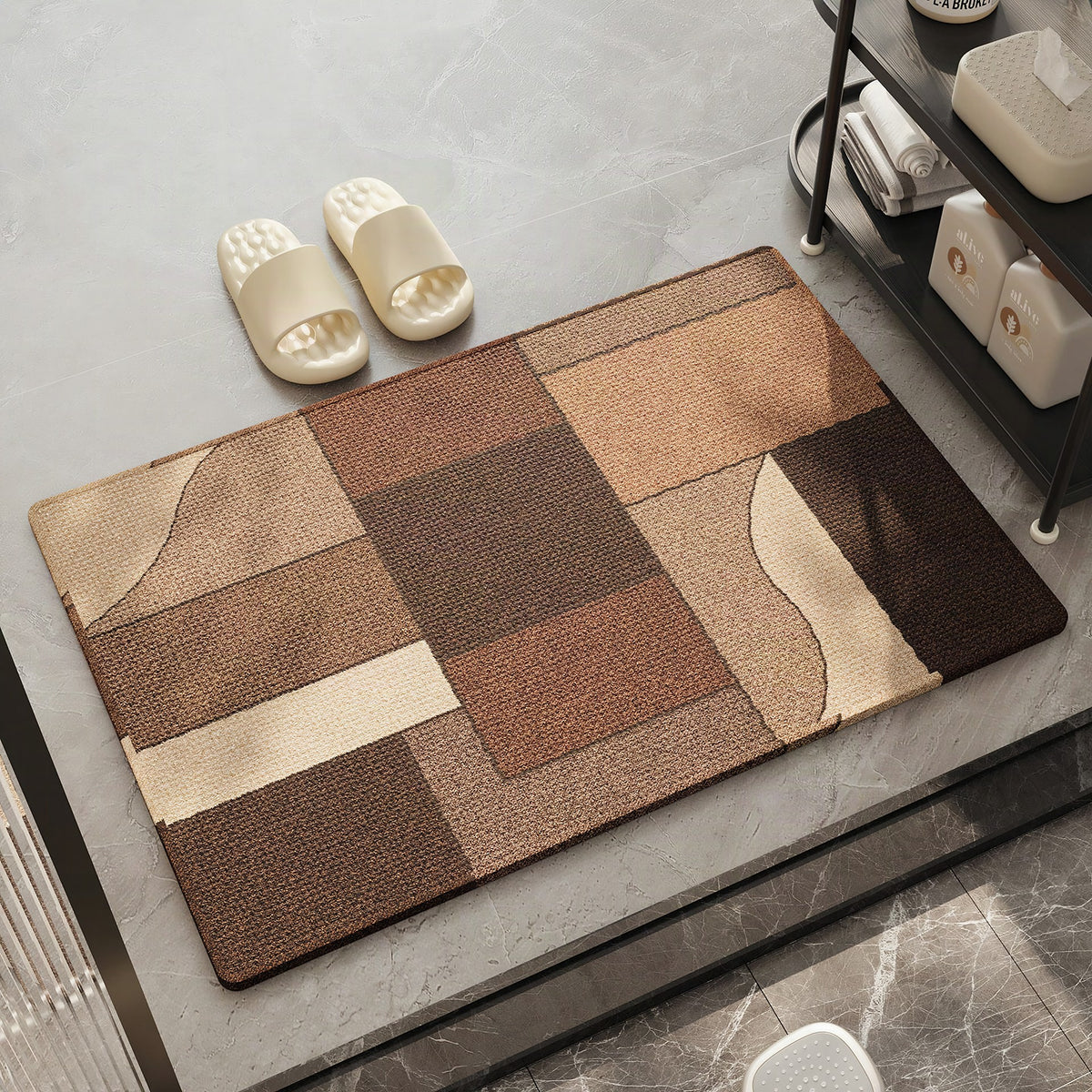 Alfombra de baño decorativa con diseño patchwork