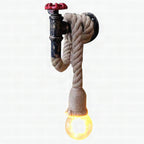 Aplique de pared industrial con grifo negro de hierro, 1 luz, con cable y enchufe