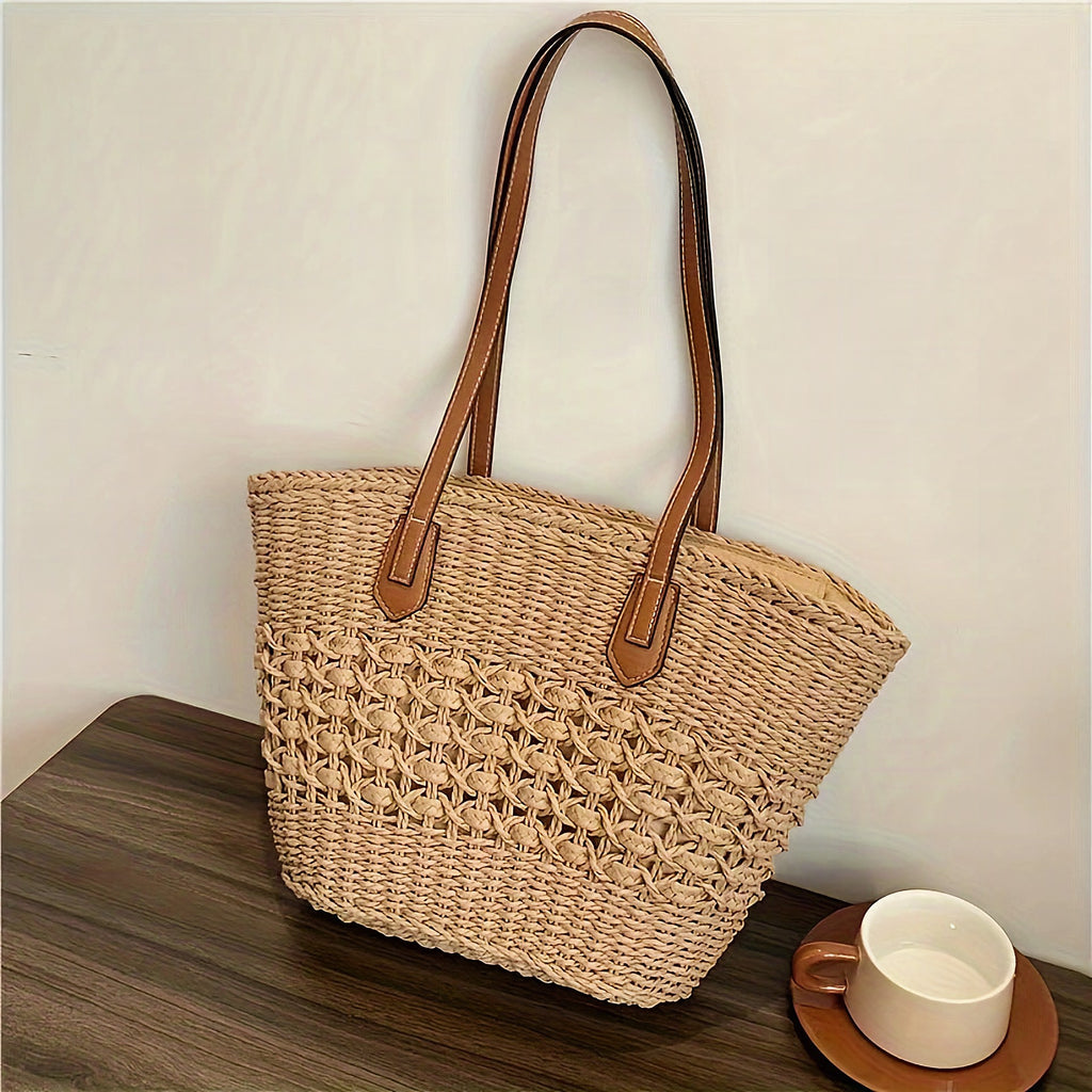 Bolso de mano con diseño trenzado y asas de piel