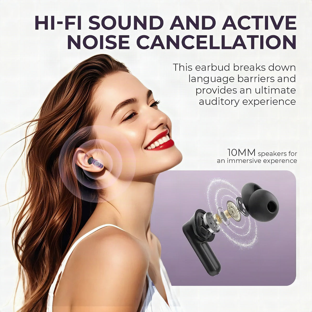 Auriculares de traducción en tiempo real con pantalla táctil y cancelación de ruido