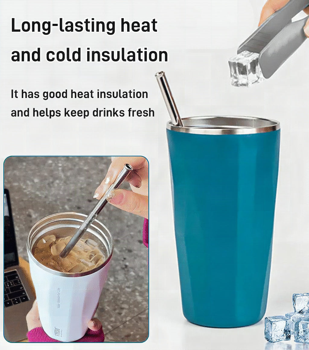 Vaso con pajita plegable