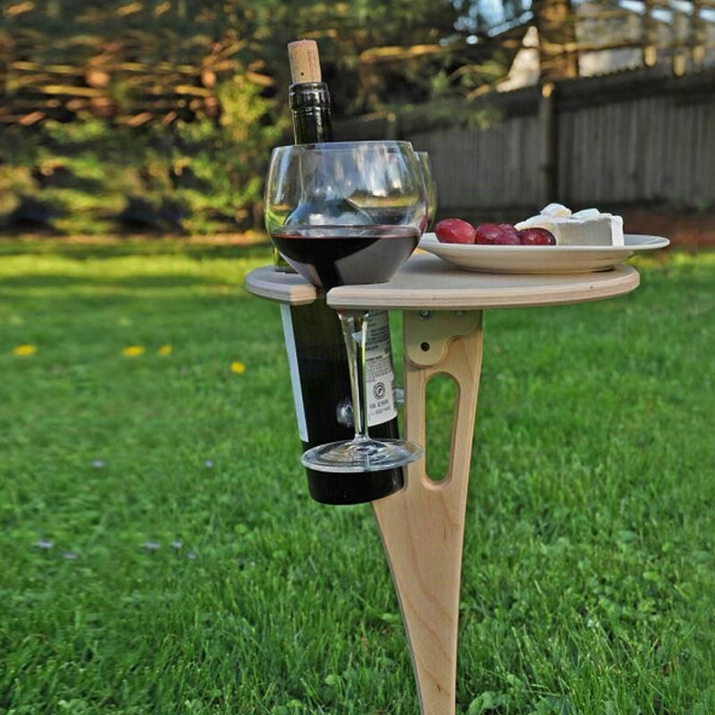 Mesa plegable portátil de madera para vino y picnic