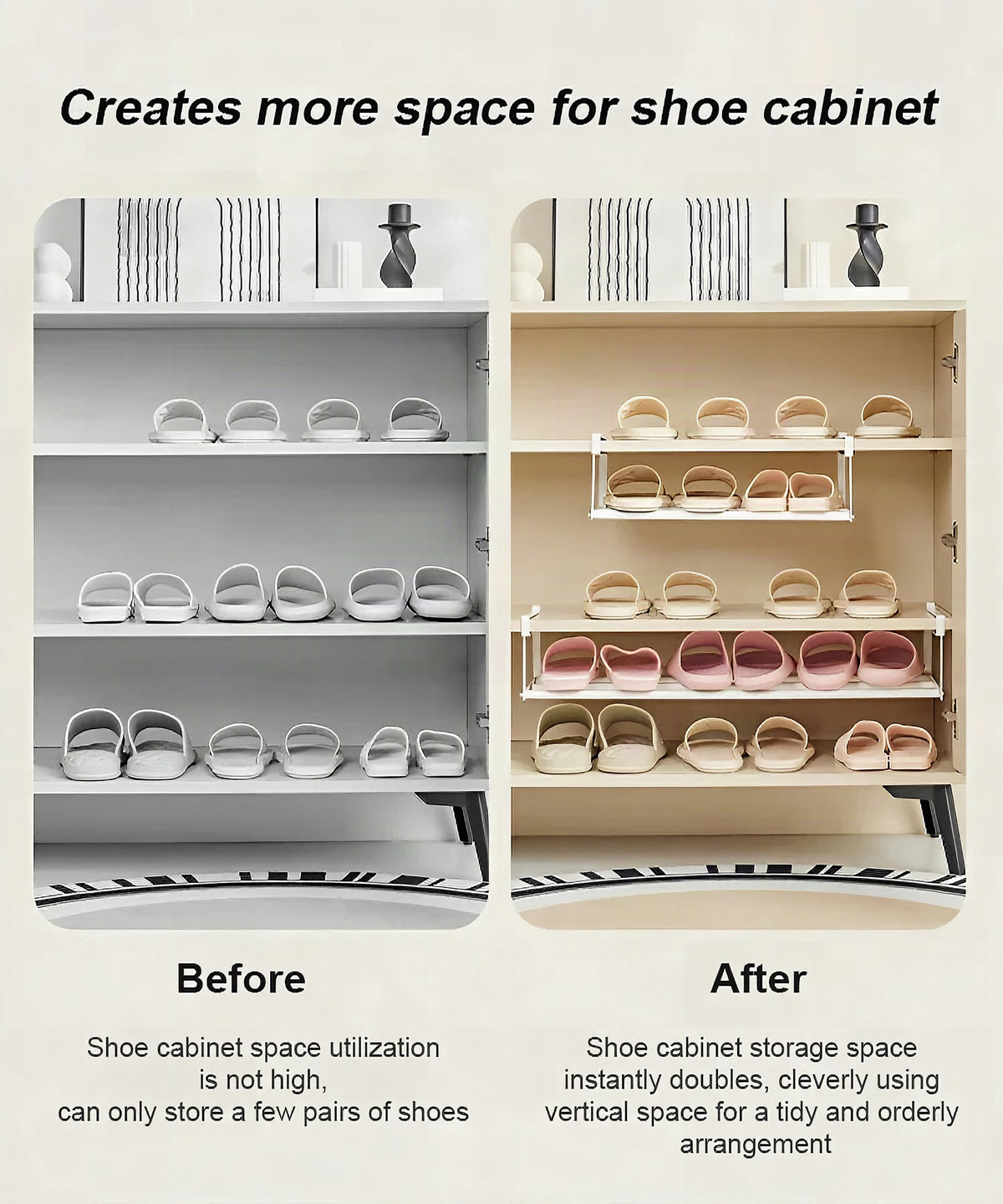 Organizador de zapatos multifuncional con clips de acero inoxidable