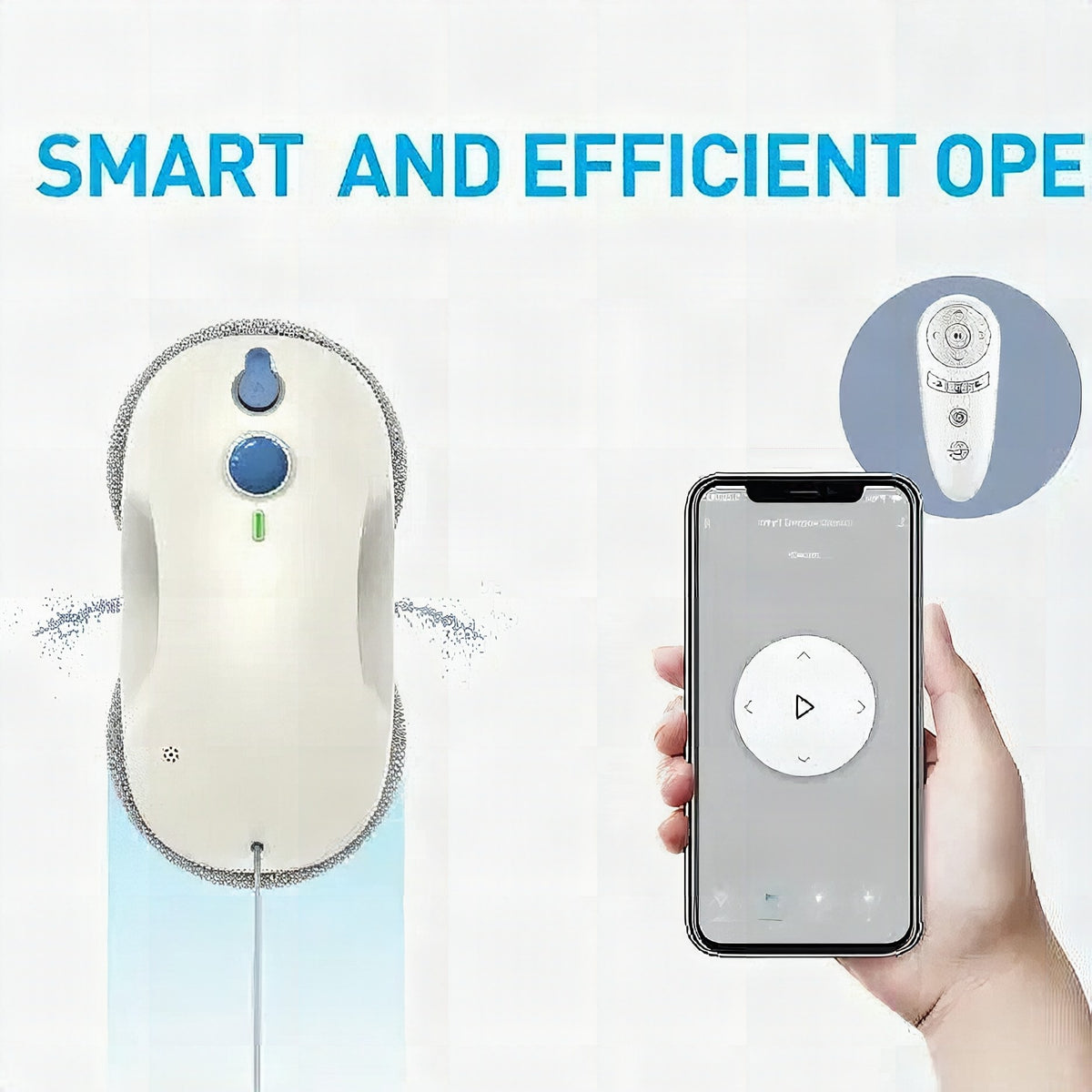 Robot limpiacristales de doble cabezal con cable y almohadillas de microfibra