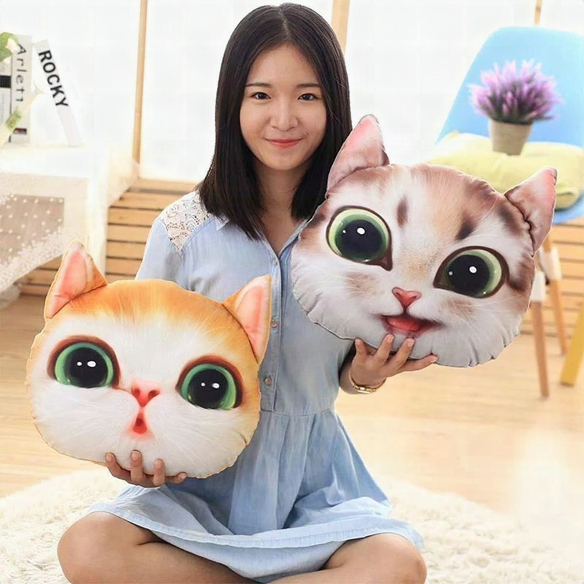 Cojín plegable creativo con estampado de gato