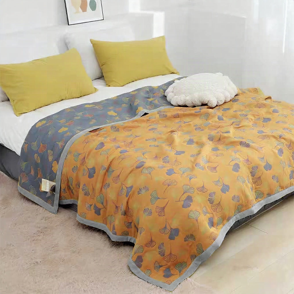 Edredón de algodón premium con elegante estampado de hojas