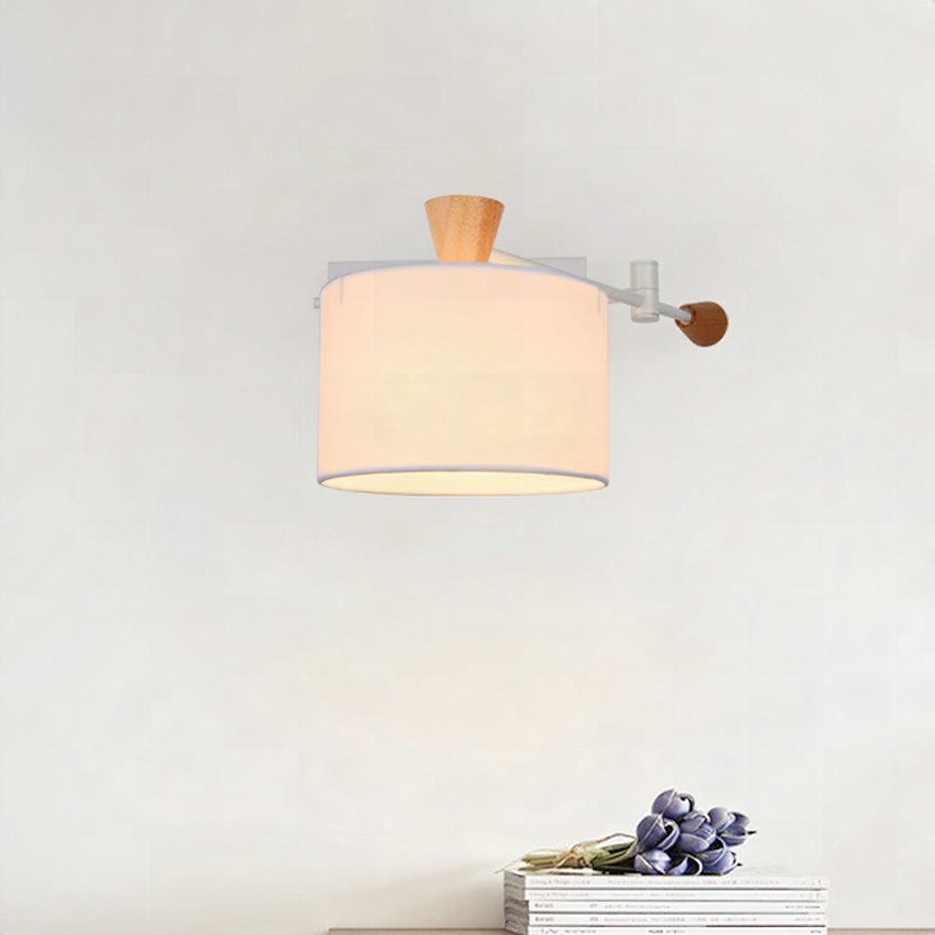 Aplique de pared con pantalla de tambor en tela, 1 luz, estilo contemporáneo