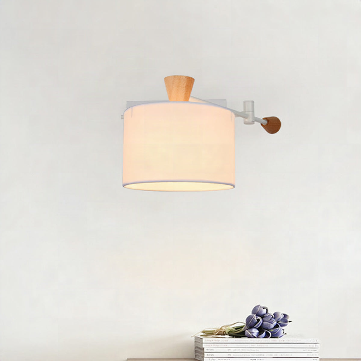 Aplique de pared con pantalla de tambor en tela, 1 luz, estilo contemporáneo
