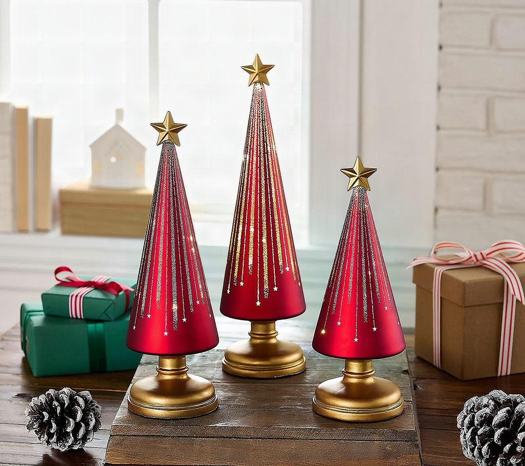 Set de árboles de Navidad LED luminosos con temporizador