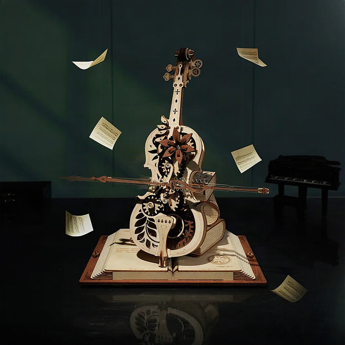 Puzzle 3D de violonchelo mecánico de madera